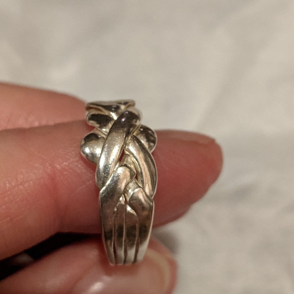 4 Band Puzzle Ring .925 Silver - Picture 3 of 11